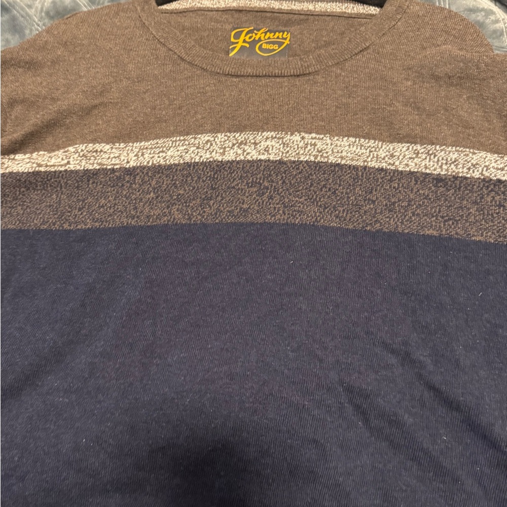 90's Y2K Blue and Gray Men's Striped Sweater 100% Cotton XXL - Picture 3 of 5